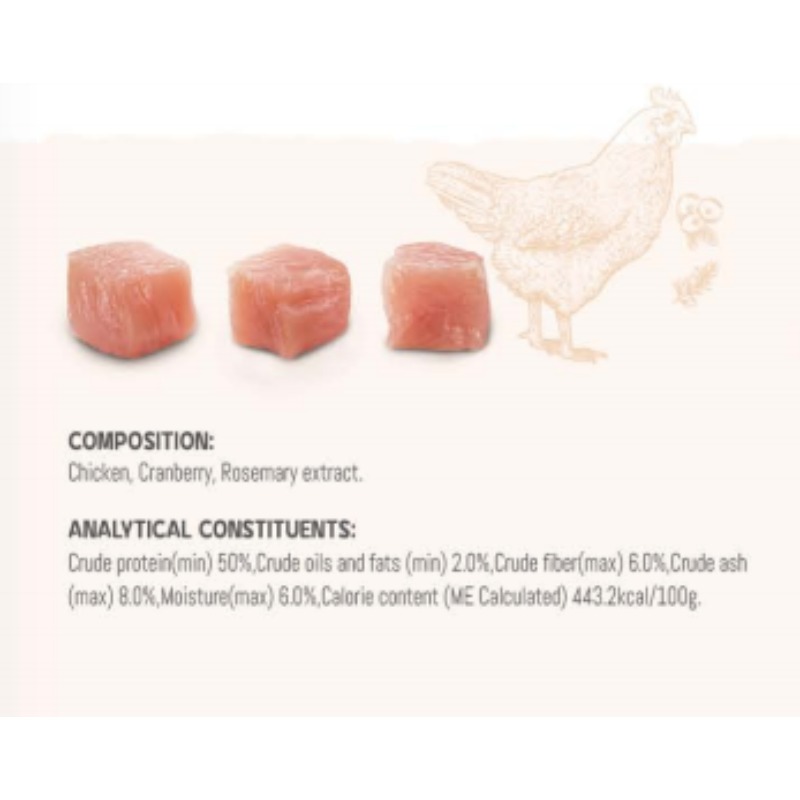 chicken   freeze dried cat snack 90 animal protein 0 artificial additives high quality protein and   natural rosemary   suitable for cats and dogs   rewards perfect gift for cat enthusiasts Product details 8