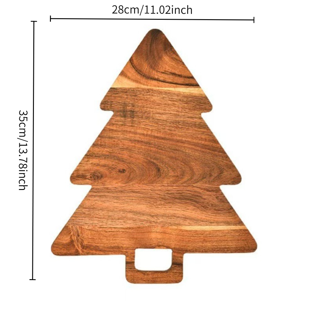 Image of 1pc Christmas Tree-shaped Cutting Board With Acacia Wood - Multi- Board Suitable For Home & Commercial Kitchens, Holiday Gift For Christmas & Thanksgiving, Decorative Tree-shaped Fruit/meat/bread Tray