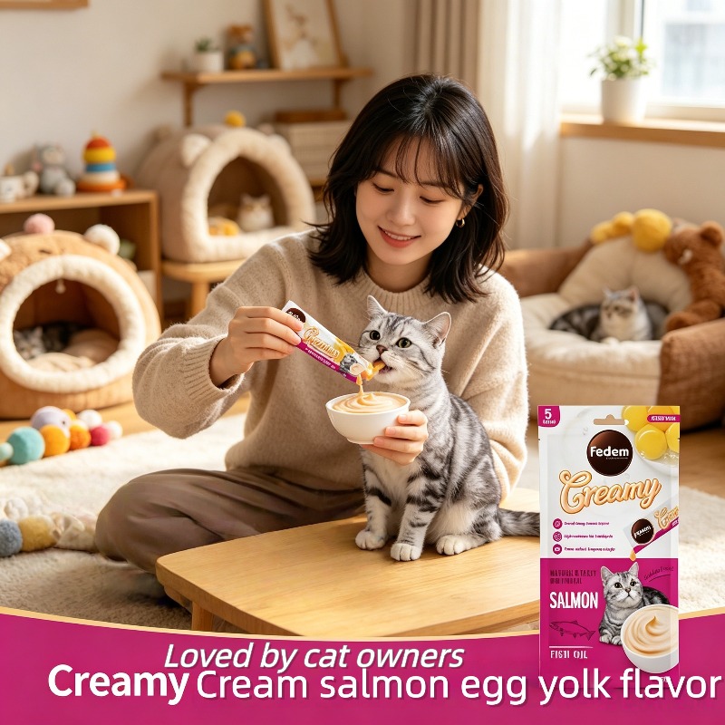   creamy salmon egg yolk cat sticks high moisture cat treats with   for   and   support Product details 0