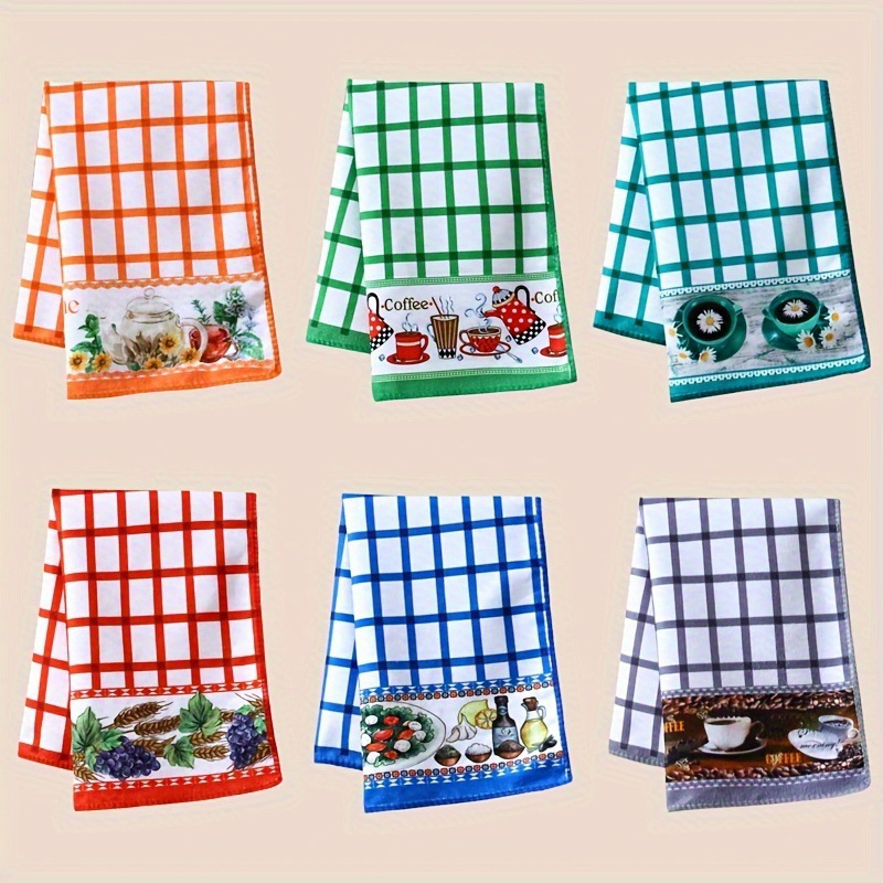 TEMU 6pcs Set, Hand Towels, Towels, Colorful Printed Decorative Dishcloths, Soft And Absorbent Holiday Tea Towels, Kitchen Supplies, Cleaning