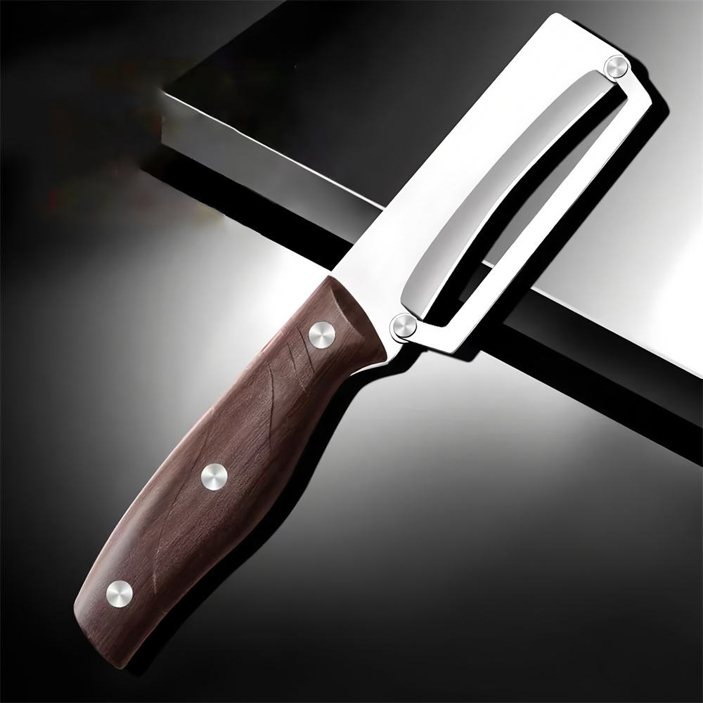 heavy duty stainless steel vegetable peeler slicer multi function kitchen tool with straight blade ergonomic non slip handle Product details 0