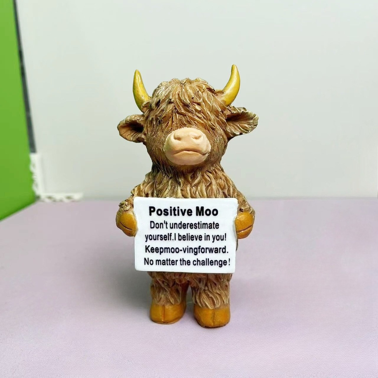 E-shop Hochlandkühe Harzstatuen, Heimdekoration für Wohnzimmer, Schlafzimmer, Büro, Bücherregal, Tischdekoration, Motivationsgeschenk für Frauen, ,