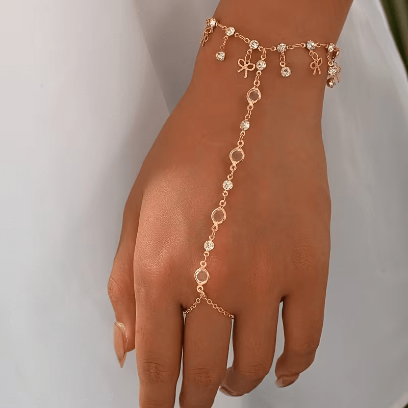 TEMU 1pc Women's Bohemian Vintage Golden Color Round Disc Tassel Chain Link Adjustable Finger Bracelet For Daily Wear, Vacation, Parties, Birthday