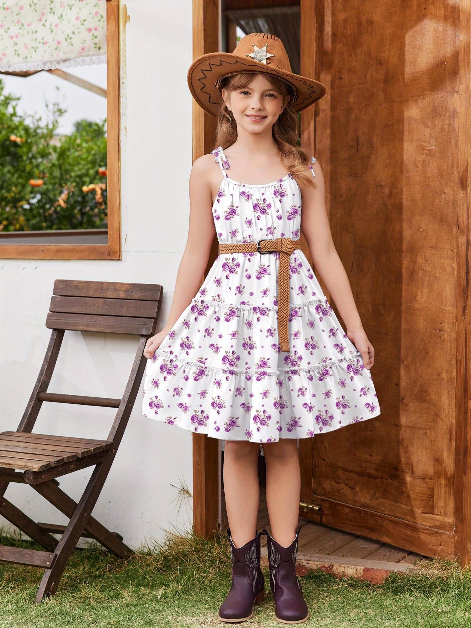 Girls' Summer Sundress Boho Spaghetti Strap * Tiered Dresses Casual Midi  Cami Dress For Girls Summer Party