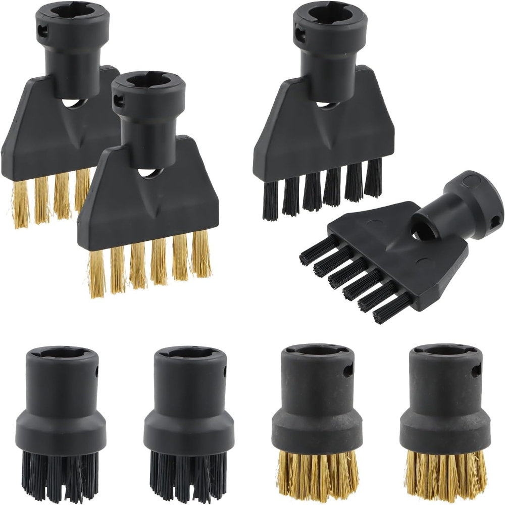 TEMU 8pcs Brush Set Nylon Wire Brush Tool Nozzles Steam Cleaner Replacement Parts Steam Cleaner Nylon Round Brush Wire Brush Set For Karcher For
