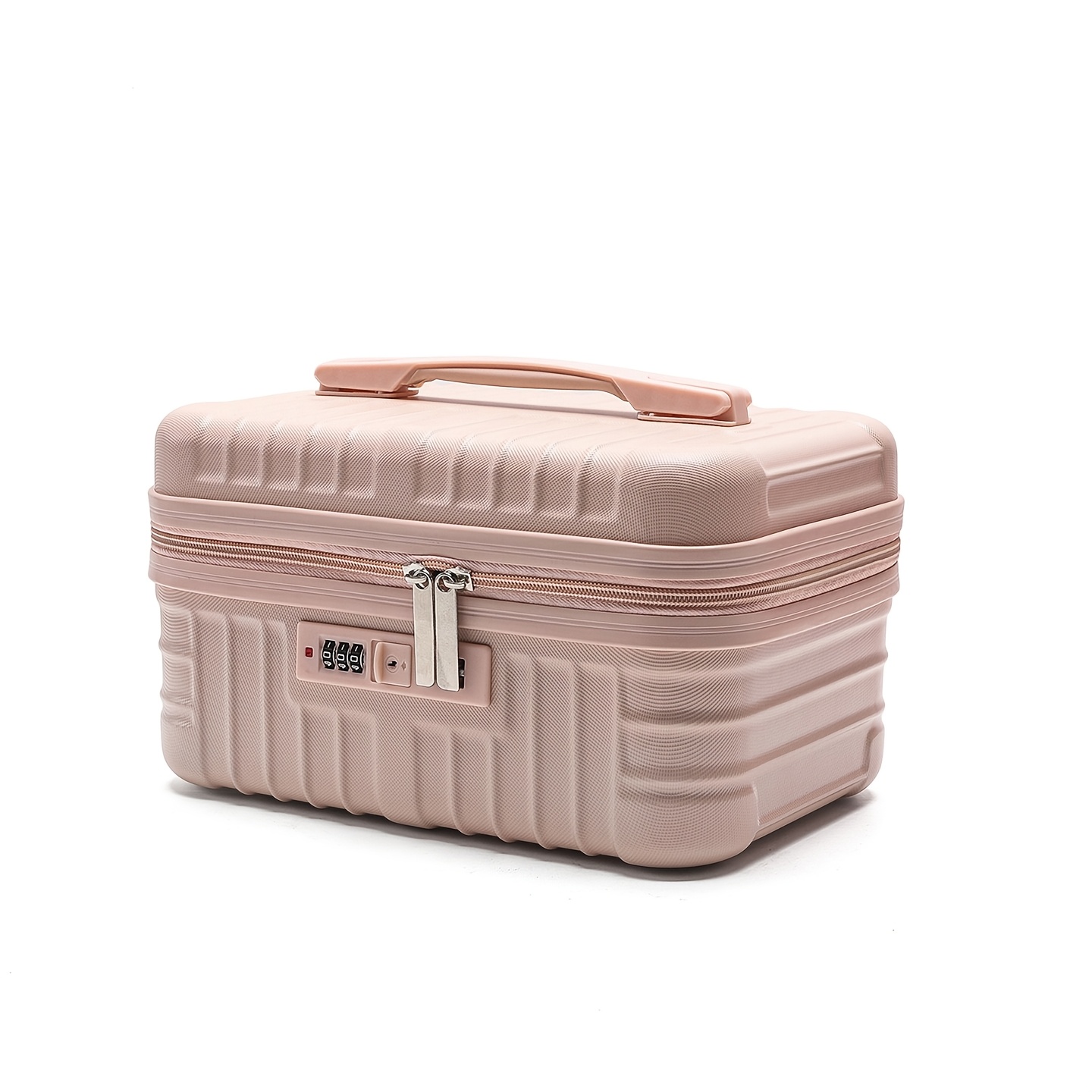TEMU 14-inch Portable Box-shaped Makeup Bag, Mini Case With Handle And Combination Lock, Large-capacity Travel Toiletry Organizer