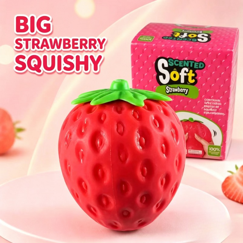 hefengcl   squeeze   super large realistic strawberry shaped stress toy soft and tactile slow rising toy q elastic   massage food shaped ultra soft slow rebounding stress toy