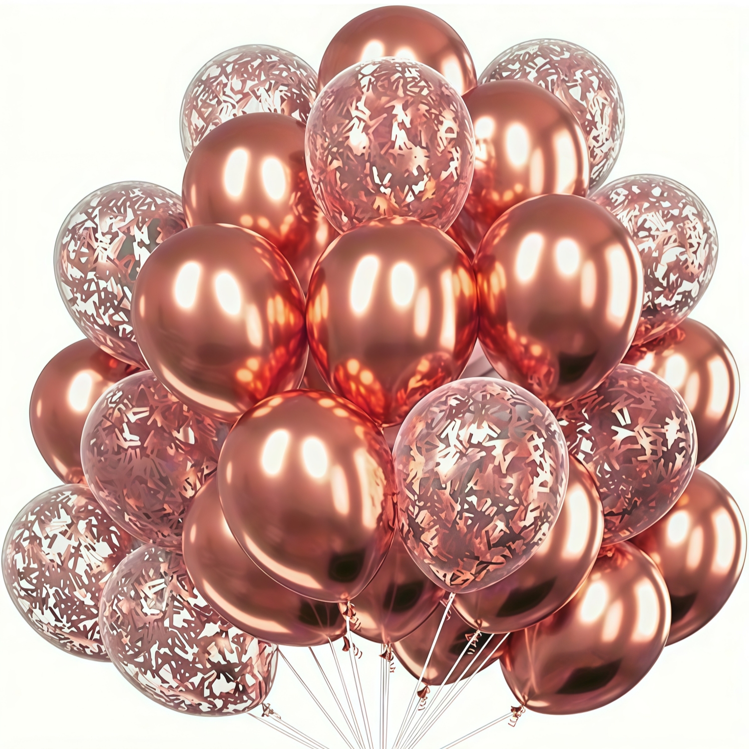 Image of 28pcs Metallic Rose Golden Confetti Balloons Party Latex Balloons For Birthday Weddings Anniversary Valentine's Day Party Decorations, For Halloween, Christmas
