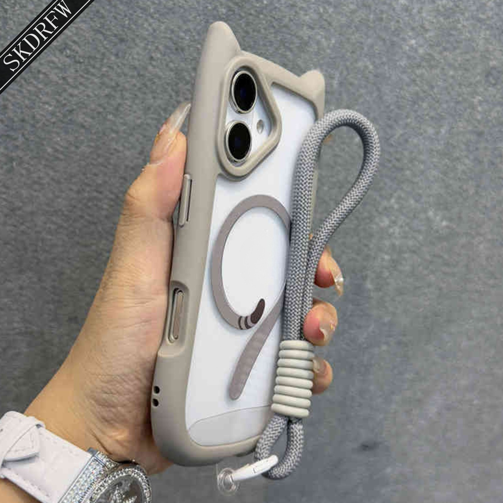 TEMU para Teléfono - Estilo Ins Fácil Coreano Lindo 3D Dibujos Animados Acrílica Transparente con Anillo Magnético de de Gato y Cordón Adecuada para