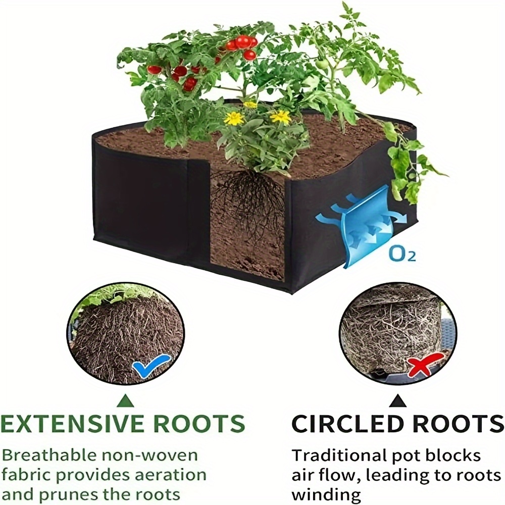 a black multi functional foldable planting bag garden planting bag with handles durable non woven fabric suitable for vegetables flowers and seedlings classic rectangular design suitable for tomatoes potatoes