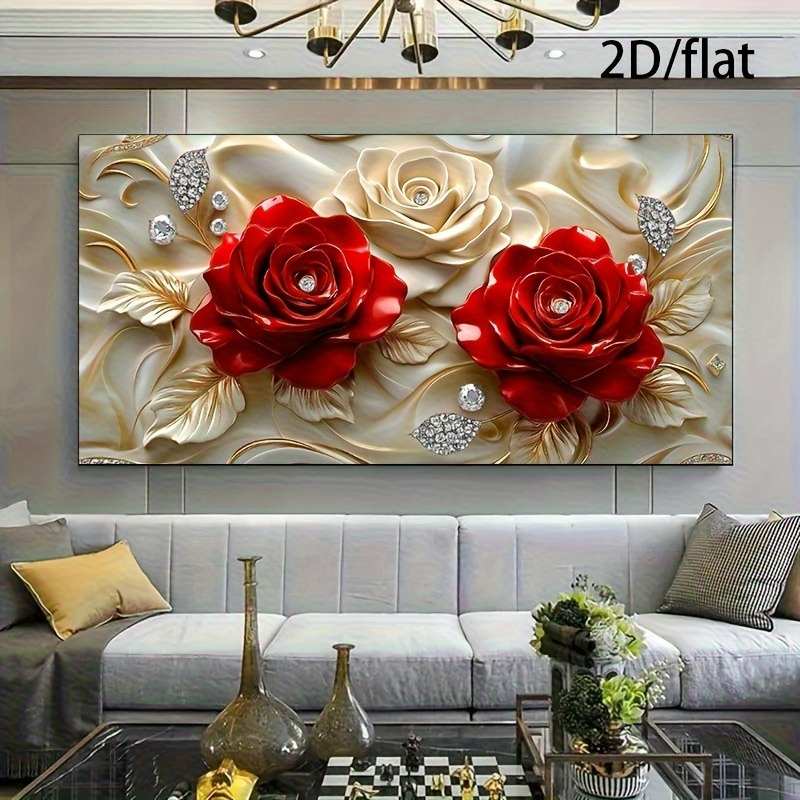 TEMU 2d Flat, 1pc Large Size Canvas Wall Art Decor | Modern Wall Painting For Living Room Bedroom Decoration, Contemporary Canvas Poster 50x150cm