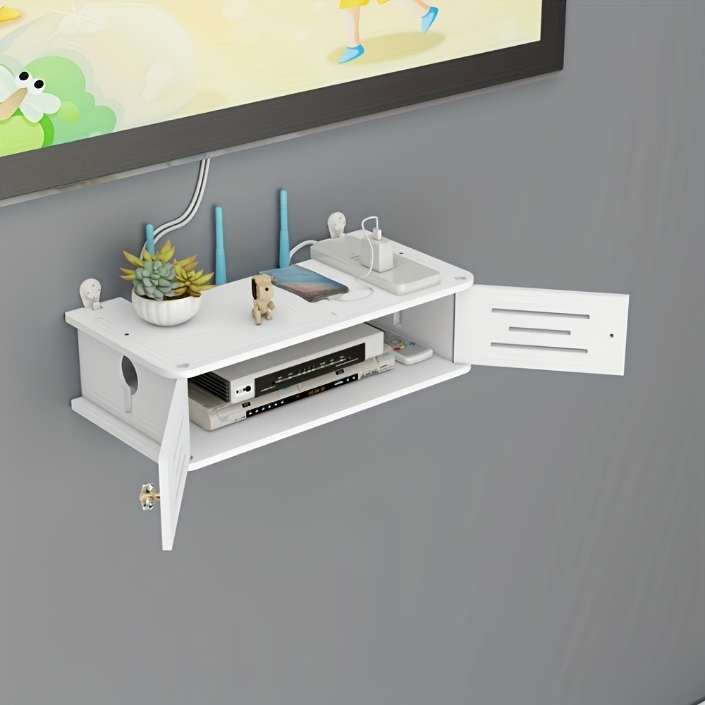 Wall-Mounted Router Storage Box with Double Layer Shelves