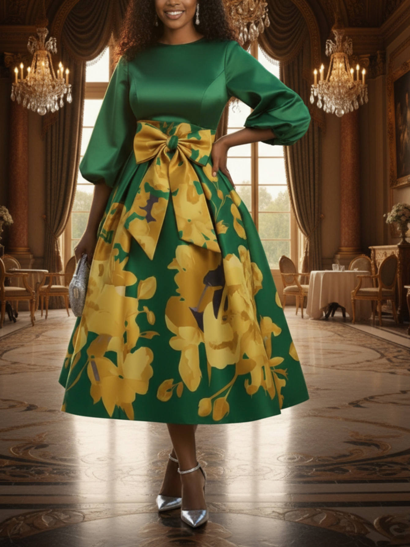 green dresses sold on Temu United States