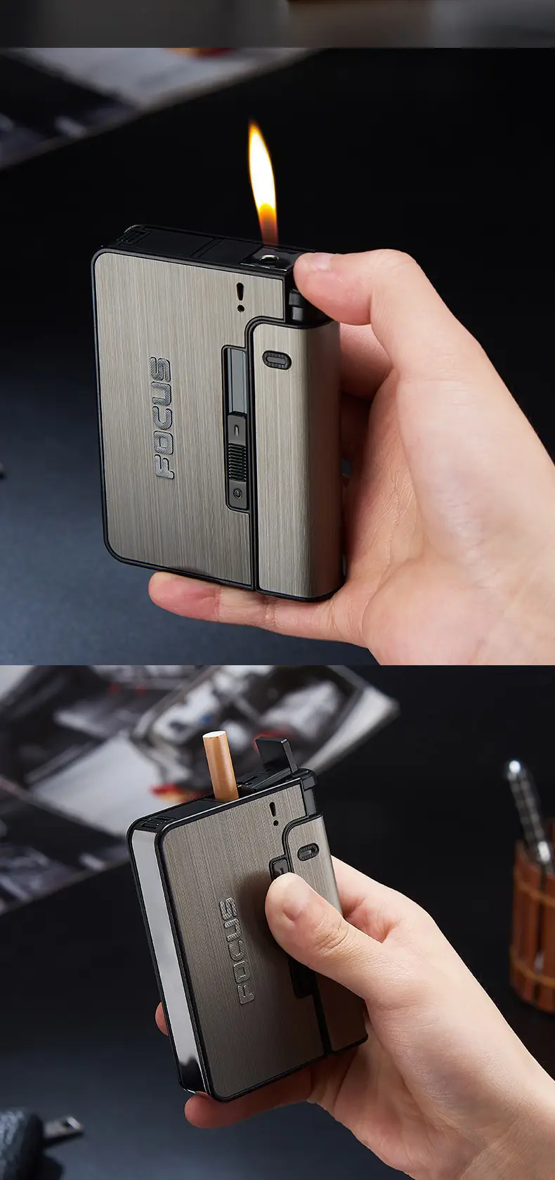 1pc box creative pattern removable lighter thickened moisture of 10 without lighter replaceable lighter creative separated automatic up smoking box suitable for fathers day and new year gifts details 7