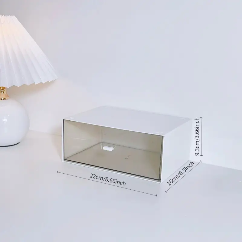 simple white desktop organizer with transparent drawers design for clear visibility and effortless retrieval multi layered compartments for organized storage of stationery and small items desk organization to enhance clutter free desk drawer organizer for home storage Product details 5