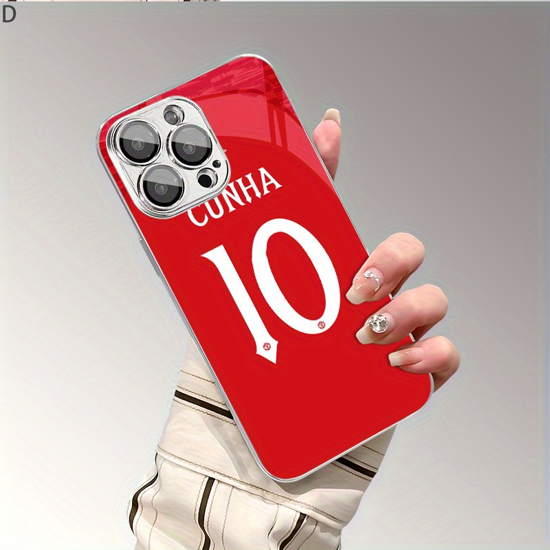 TEMU Phone Case - The Red Jersey Featuring 10 Design Of Cunha Is A Glass Suitable For Iphone 16, 16 Plus, 16 Pro, 16 Pro Max, Iphone 15, 15 Plus, 15