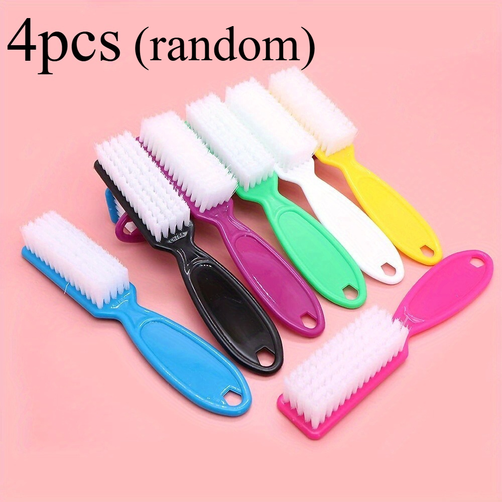 TEMU 4 Brosses à Ongles Douces de Couleurs Aléatoires - Durables, Long Manche pour un Nettoyage et une Élimination de la Poussière Faciles -