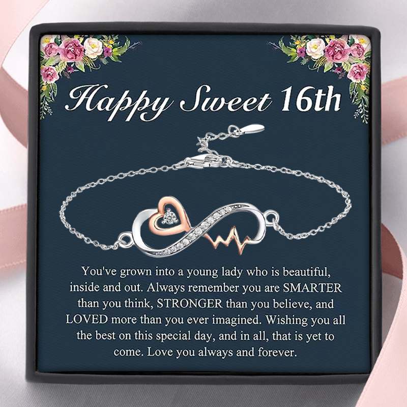 TEMU 16th Infinity Heartbeat Bracelet With Card And Box Gift, Birthday Gift, Christmas Gift