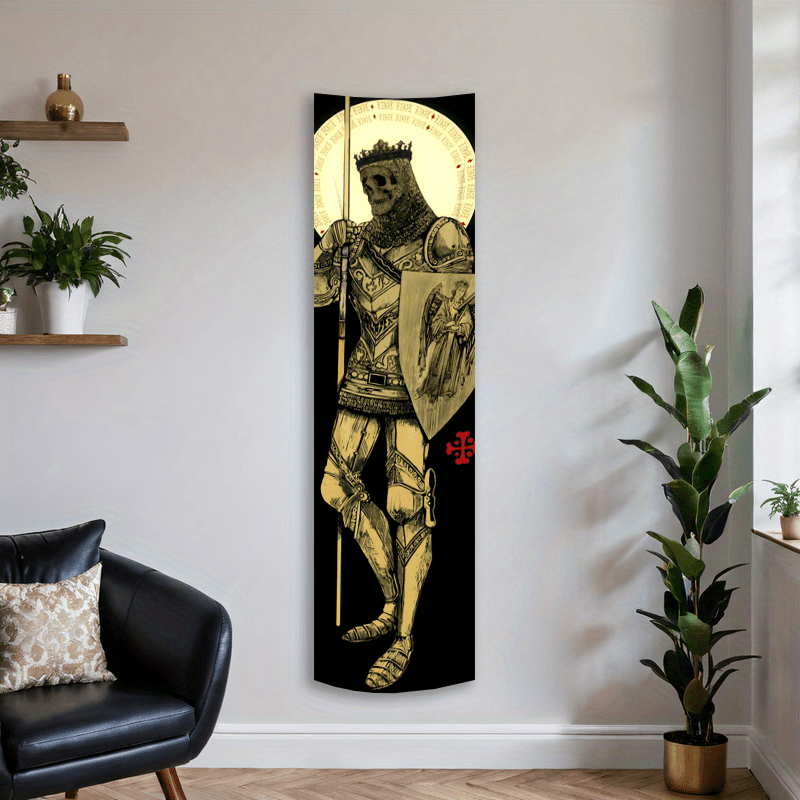 Mittelalterliche Engel Ritter Wandteppich Gold Ästhetische Kunst_voghion.com