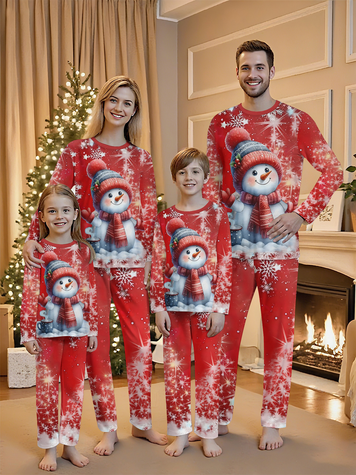 2024 Cute Family Christmas Pajamas Sets - Matching A-Z Outfits, Long Sleeve Tops & Plaid Pants, Holiday Sleepwear For Mom Dad Kids