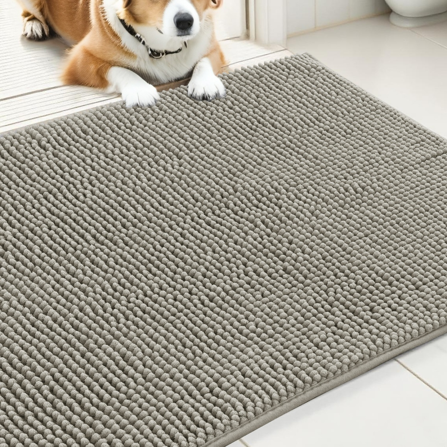 TEMU Door Mat For Muddy Paws Absorbs Moisture And Dirt Absorbent Non-slip Washable Doormat Quick Dry Chenille Mud Mat For Dogs Entry Indoor Entryway