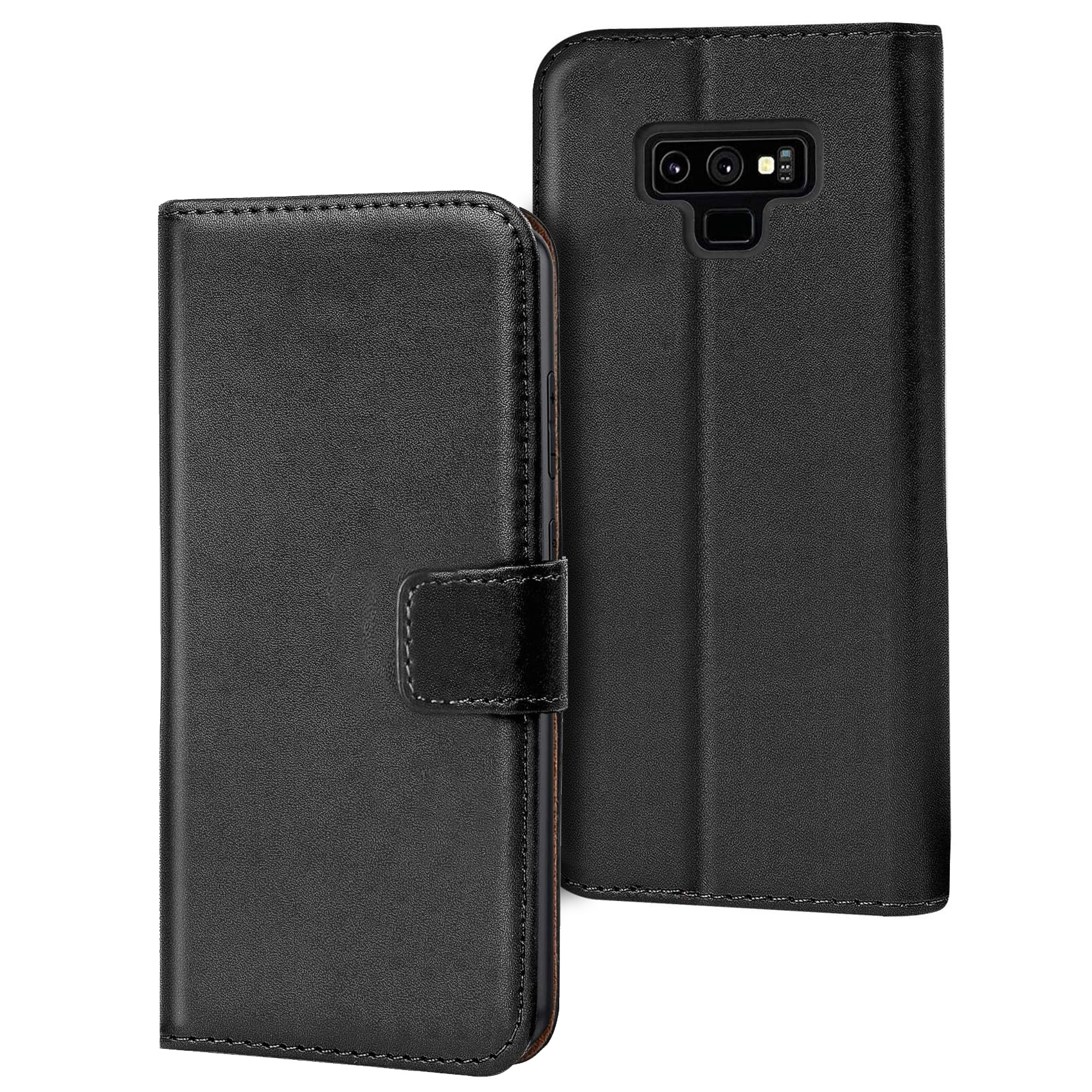 TEMU Phone Case: Mobile Phone Case For For Galaxy Note 9, Book Wallet Case, Flip Cover Case, Synthetic Leather, Card Slots, Stand Function, Black
