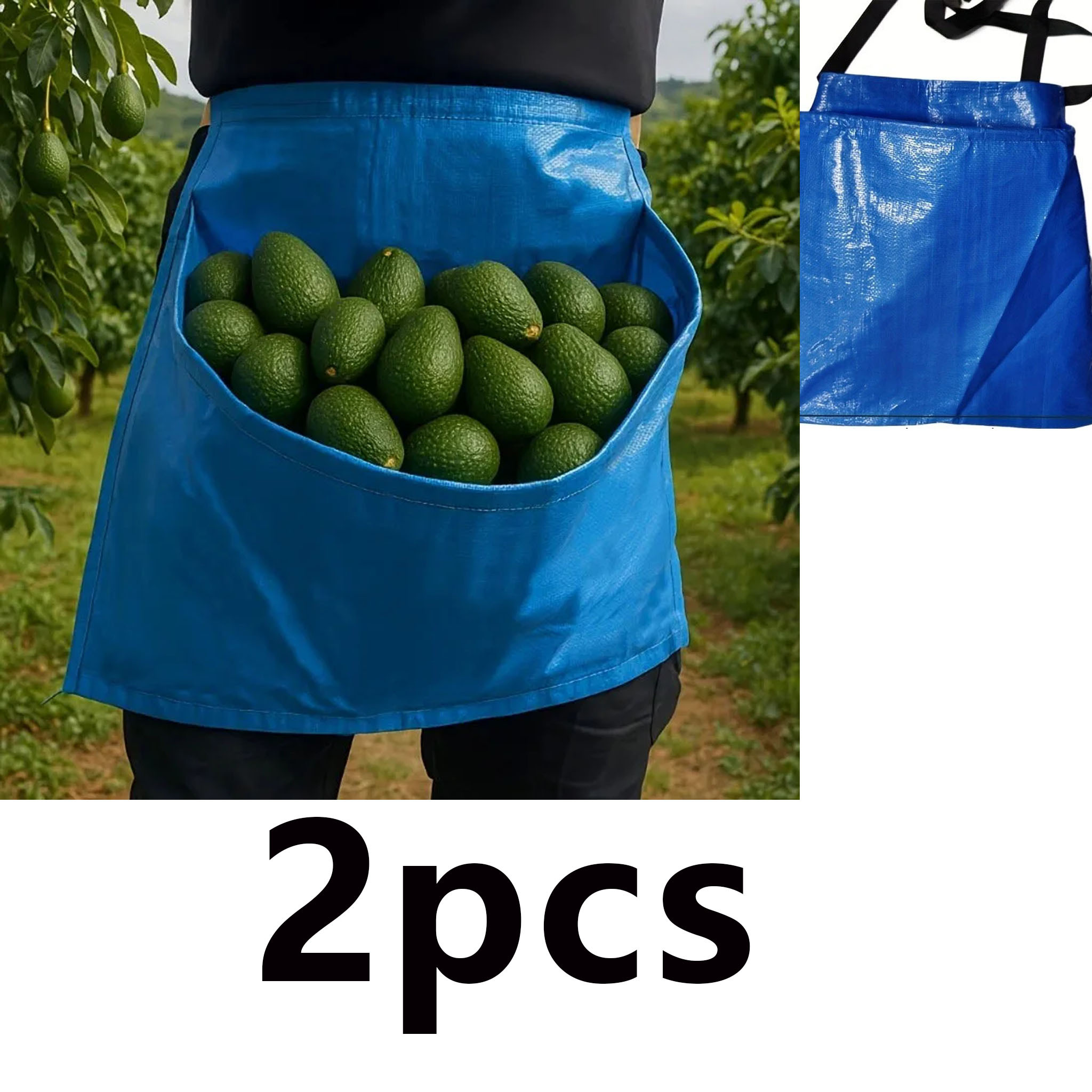TEMU Tablier de de jardinage 2 pièces, à bretelles fines, sac de rangement pour de fruits et légumes, portable pour un transport facile, , pour