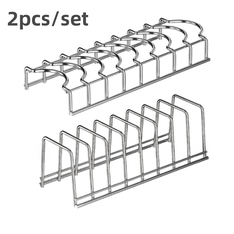 TEMU 2pcs Stainless Steel Bowl And Bowl Storage Rack - Space-saving, Modern Kitchen Organizer With Shelves For Plates, Bowls, And Cups, Suitable For