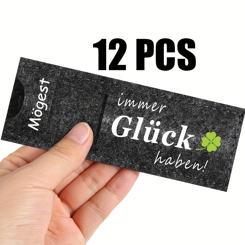 E-shop 6/12er Pack Filz Geschenkbox mit Glücksbringer - Deutsche "Möge dir immer Freude sein!" Filzabdeckung, zum Verschenken an Kollegen, Freunde und