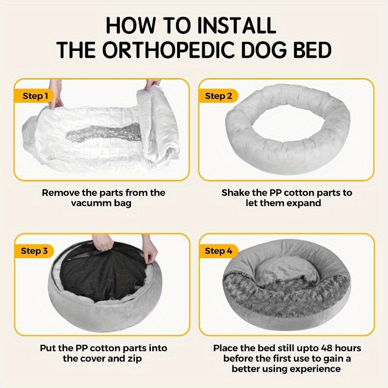 small dog bed with removable washable cover - plush donut pet bed, non-slip bottom, soft cushioned interior, easy-clean crate for puppies, french  , chihuahuas - indoor/outdoor use, space-saving design - ideal for apartments, homes with multiple pets - gray, puppy bed,   furniture, durable pet furniture,  , indoor outdoor bed, stylish pet furniture,   pet furniture Product details 1