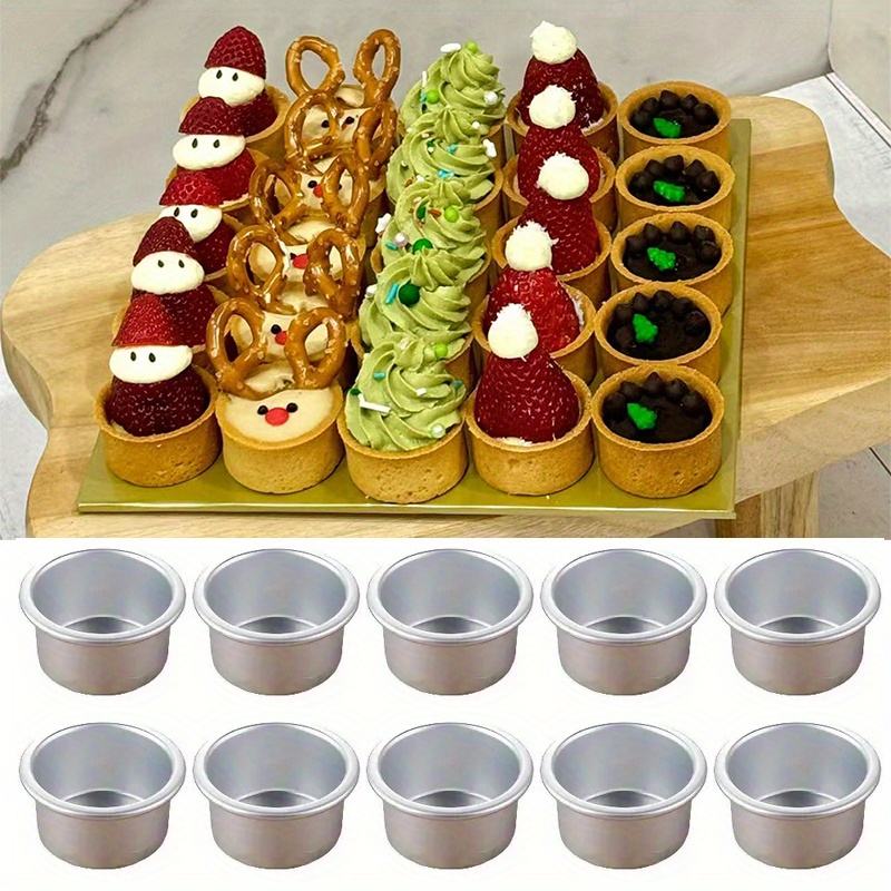 TEMU 5.08cm Cake Pan Set Of 10, Mini Round Cake Molds For Baking, Samll Nonstick Aluminum Cakes Pans For Home Party Cheese, Pizza, Baking