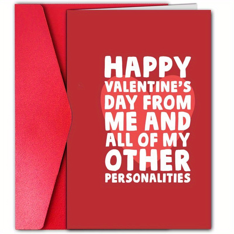 

1pc 's Day Card, White Paper Cartoon Design, Humorous Galentine's Day Greeting , Family, Lovers, Husband, Wife - Pack Of 1