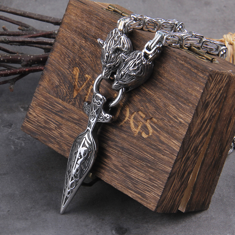 Celtic Wolf Pendant Viking Amulet Spear Charm Amulet Anchor Stainless Steel King Chain Accessory