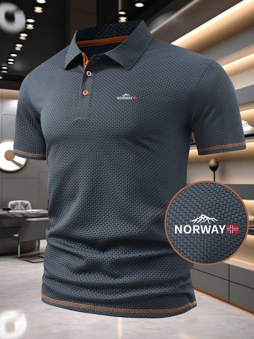 a6 3071 mountain norway flag quick dry mens waffle knit shirt textured short sleeve casual short sleeve golf shirt breathable summer golf t shirt for office vacation outdoor use fathers day gift