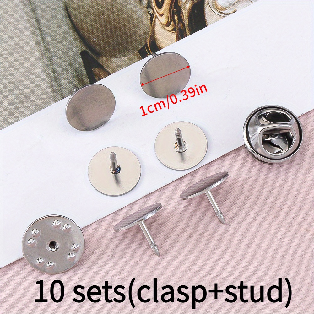 E-shop 10 Sets 304 Edelstahl Flachbrosche -Pferd Schmetterling Verschluss DIY Handgemachte Unterstützungsbasis Abzeichen Klemmknopf Deko-Accessoires