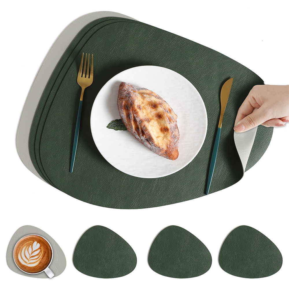 Image of 8pcs/set Placemat Water Drop Shaped Double-sided Table Mat Anti-scalding Mat Coaster Placemat