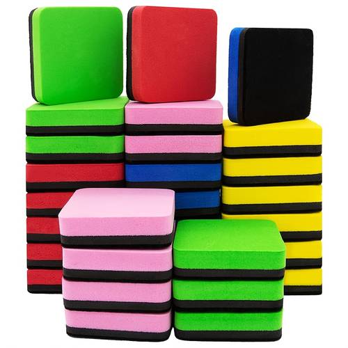 item picture 30pcs chalkboard erasers 5 colors chalkboard cleaner suitable for classroom home and office use 5 colors 1 97 x 1 97 inches