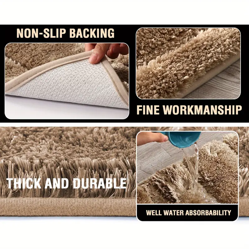 2pcs bathroom rugs thick velvet bath rug super shaggy soft non slip water absorbent striped bath mat quick dry washable fluffy plush bathroom floor rugs for shower Product details 1