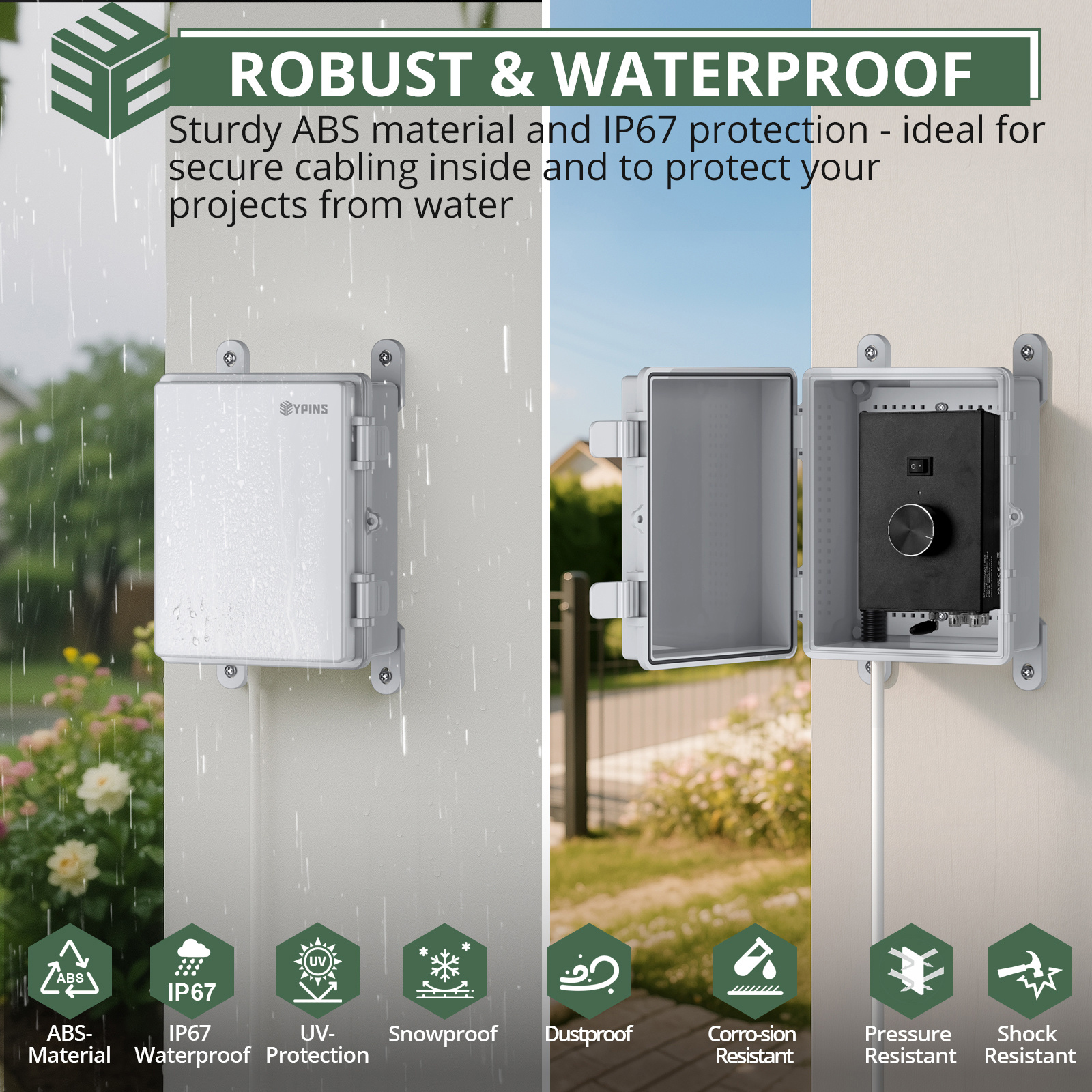   waterproof electrical junction box with lock 8 7x6 7x4 3inch weatherproof plastic outdoor electrical   with mounting plate wall brackets 1 2 3 8 npt cable  