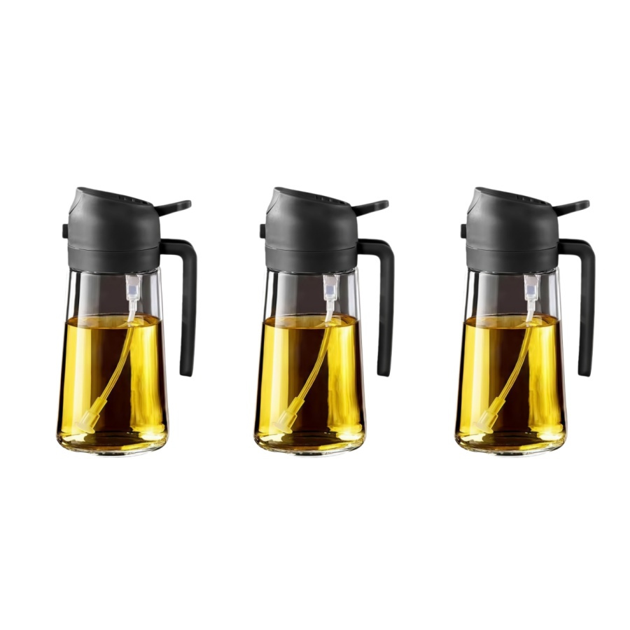 TEMU Ensemble de 3 distributeurs d'huile 2-en-1, rabattable automatique de 16 oz (470 ml) de grande , bec verseur intégré et distributeur d'eau,