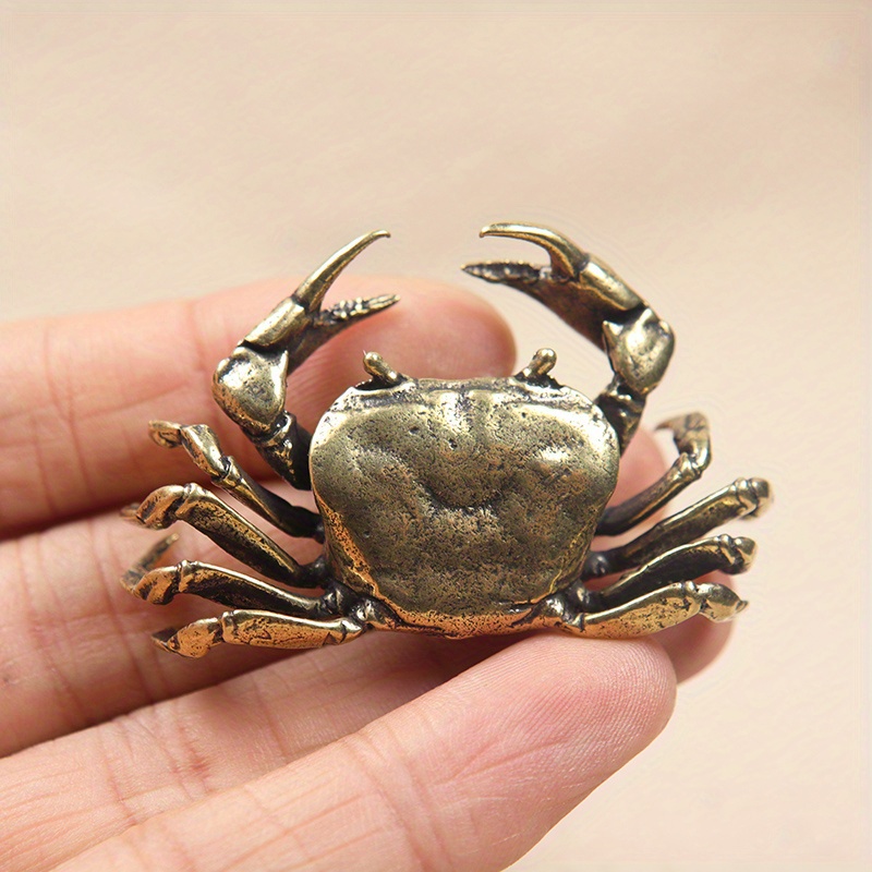 

Handmade Brass Crab Figurine, Antique Animal Statue, Miniature Desk Ornament, Home Decor Collectible, With No Electricity Required