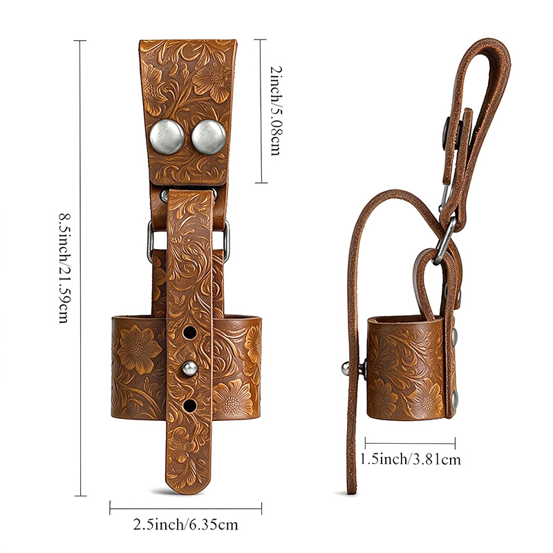 TEMU Porte- style champêtre avec motif de herbe Tang, en cuir de de couche supérieure, , avec boucle de ceinture, porte- hanche, étui de hanche pour