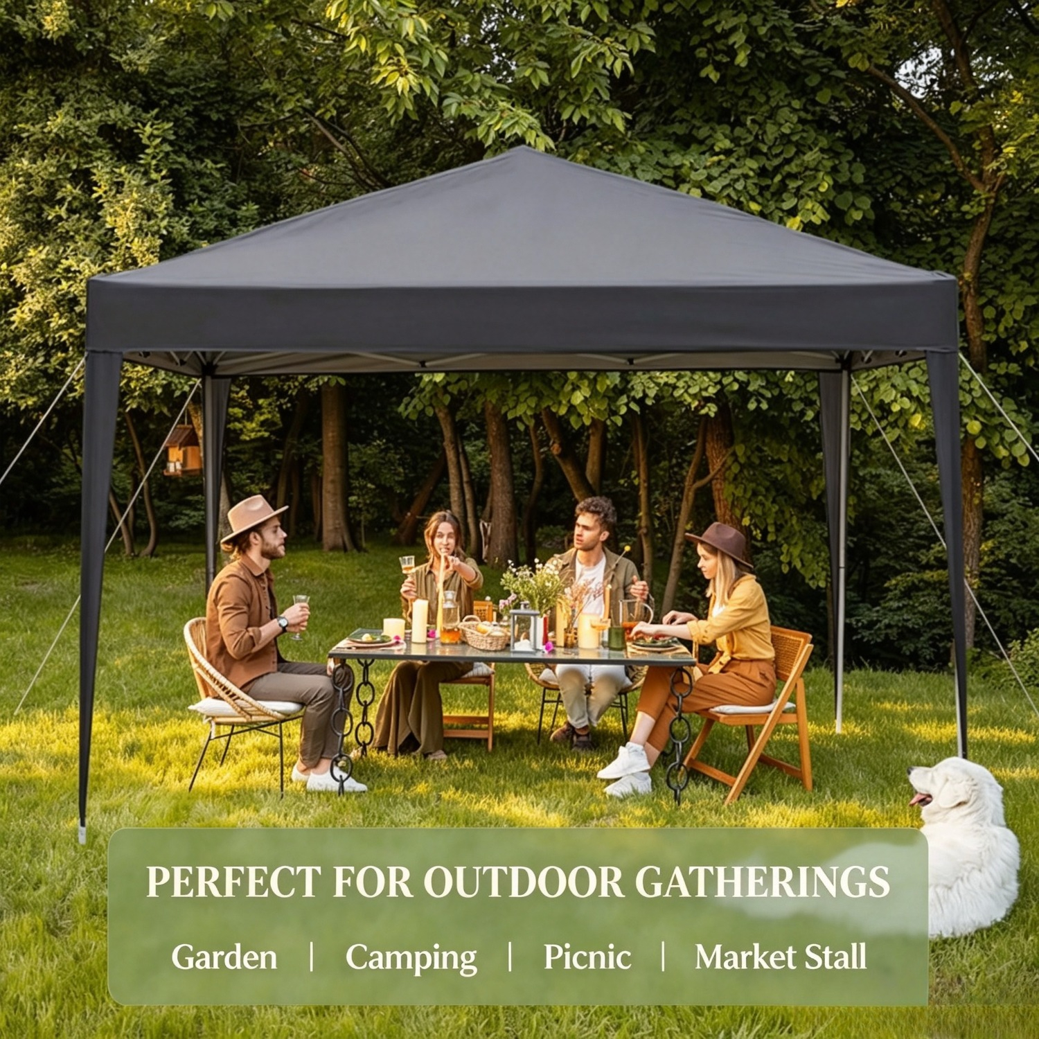 Image of 3.2 X 3.2 Meters Tent, Foldable Inflatable Tent, Structure, Garden Tent, Party Tent, Suitable For Gardens, Parties, Camping, Dark Gray