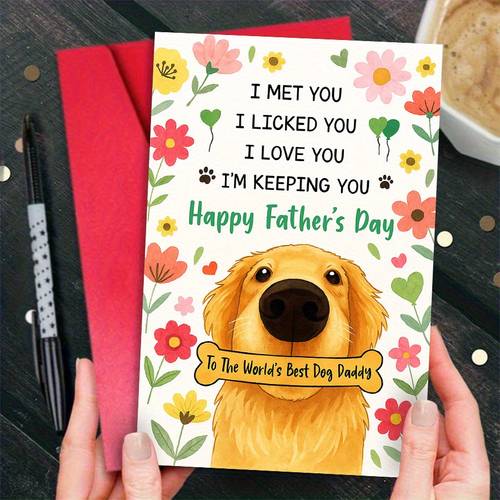 1 greeting card best dog dad gift cute canine design for fathers day birthday christmas wedding language card for dog lovers to dog owners