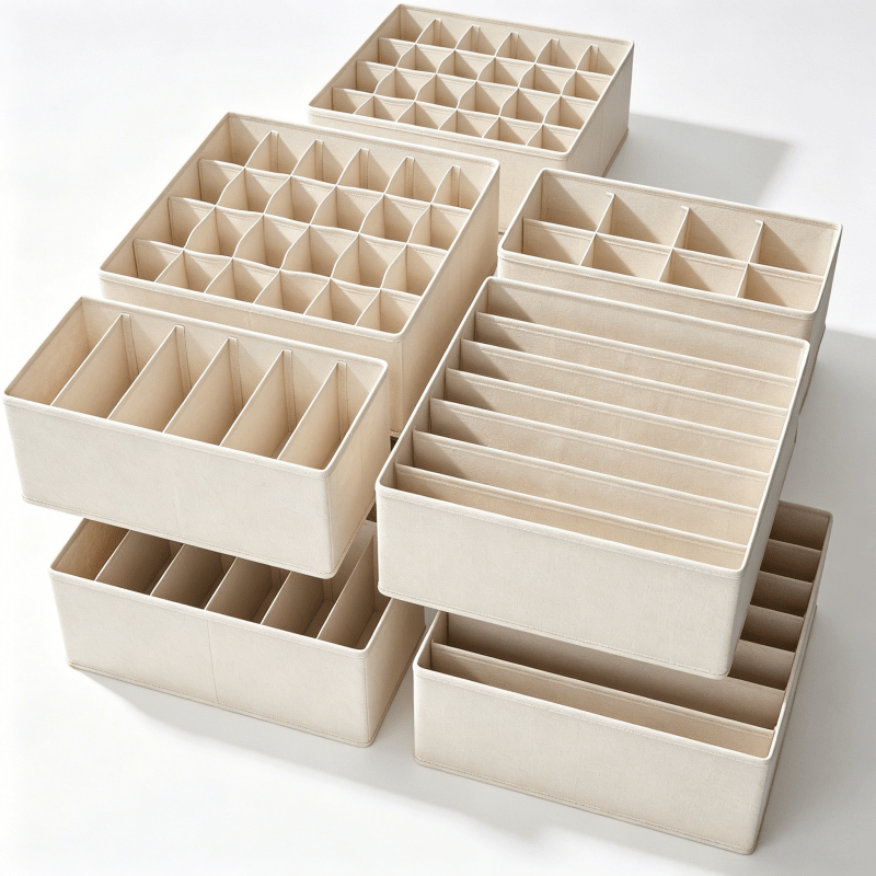 TEMU Set da 7 pezzi Organizzatore per cassetti in tessuto multitasche per biancheria intima, calzini e abbigliamento - Scatola divisoria in tessuto