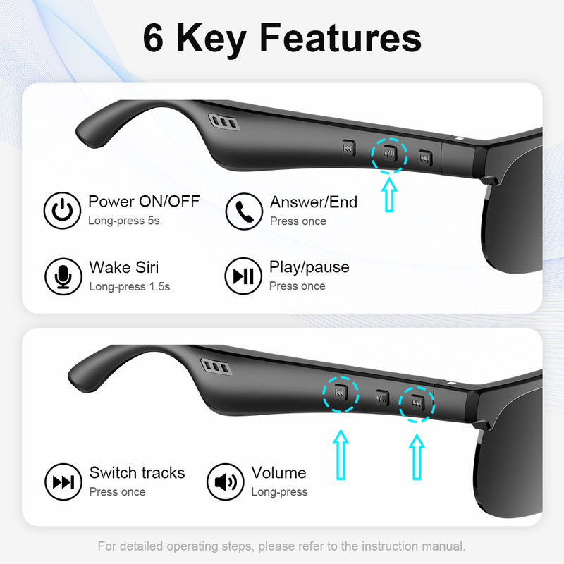 2-In-1 Wireless Audio Glasses with Wireless, USB-C Charging, Stereo Sound, Compatible with Smartphone, Tablet, PC, Laptop - Lightweight Glasses for Gaming, Music, Video Calls - Compatible with Wireless Devices, Multimedia Audio