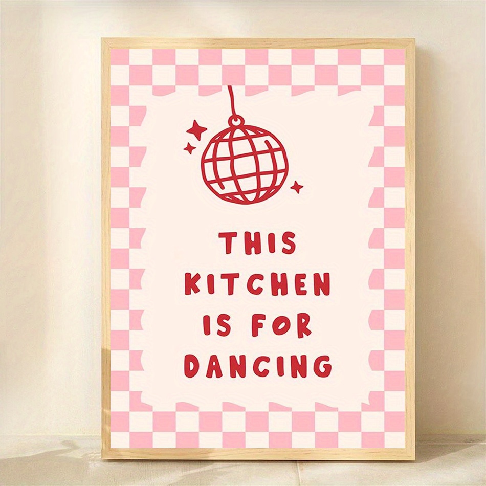 E-shop 2D Flat, 2D Flat, 2D FLAT Leinwand Wandkunst Poster mit den Maßen 30.48X40.64 Cm - Vintage Disco "This Kitchen Is a Place for Dancing" mit