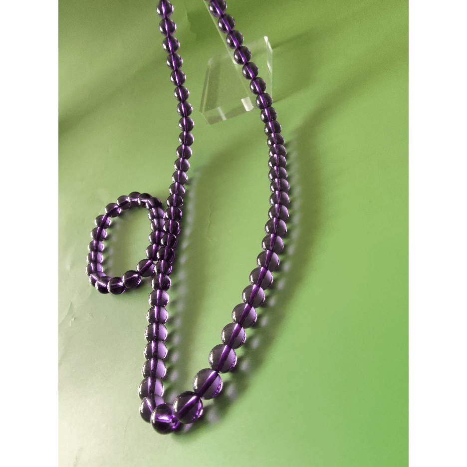 Purple Water Soft Necklace and Firm Bracelet Set with 10mm Beads