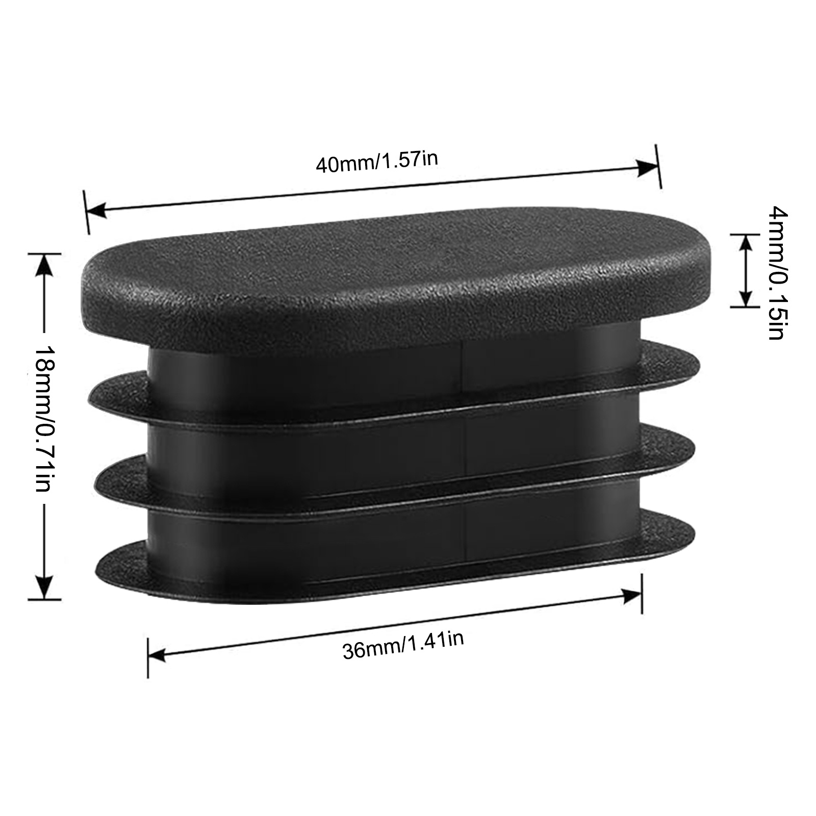 TEMU 20 piezas de tapas para patas de silla, pies para patas de mesa y silla de 20x40 mm, tapones de plástico ovalados, tapas para patas de silla,