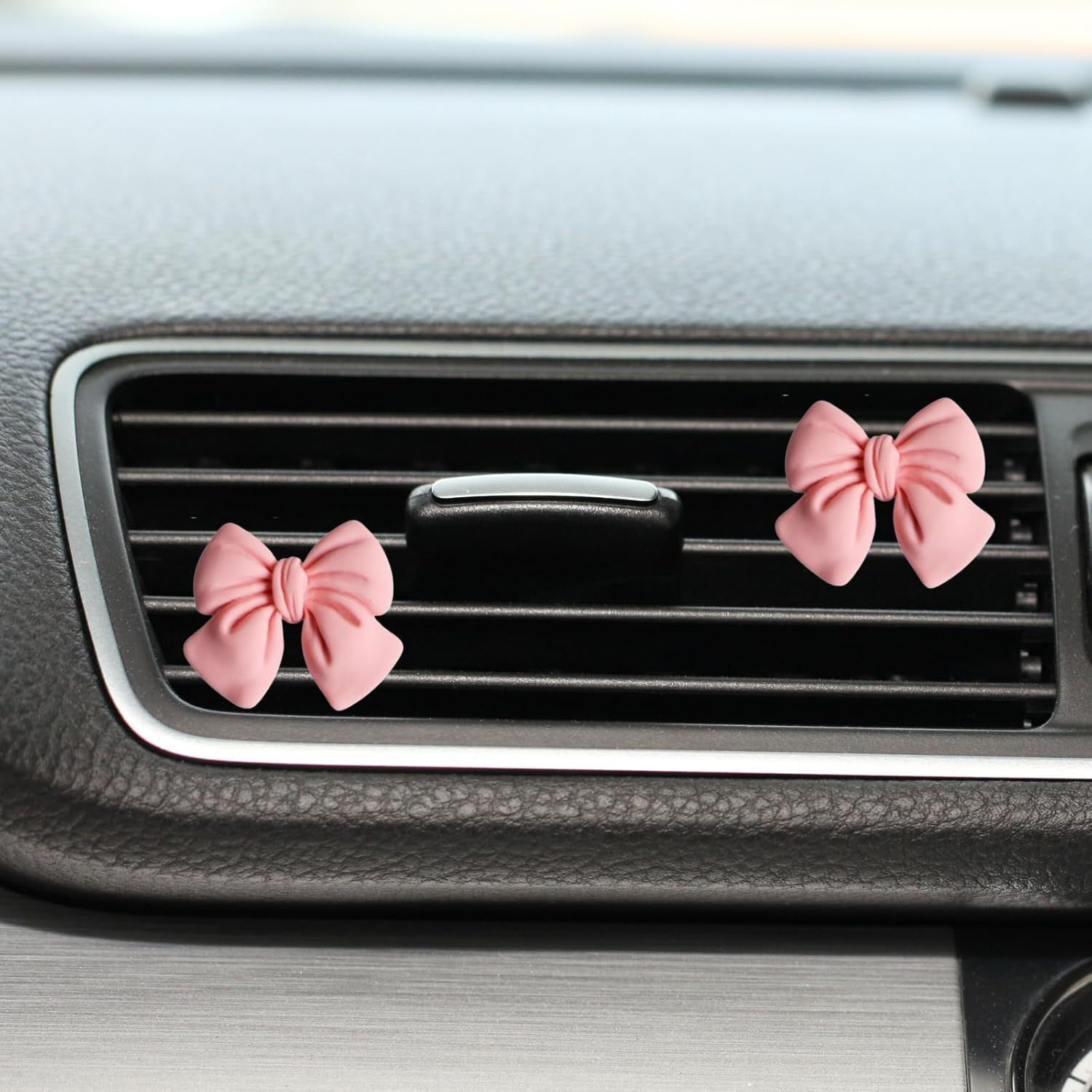 TEMU 2pcs Pink Bow Car Air Fresheners - Cute Floral-like Decoration, For Women & Girls - Vehicle Interior Decor - Birthday/valentine's Gift Ideas -